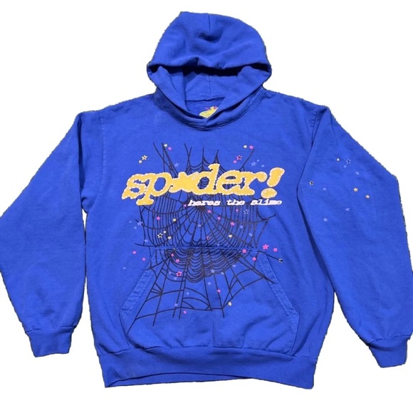 Blue Tc Sp5der Worldwide Hoodie Sz S - Picture 1 of 4